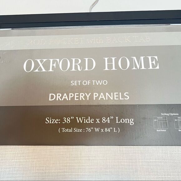 Oxford Grommet Home Window Panels Soft Grey Taupe Tweed Set 2 - Picture 6 of 7